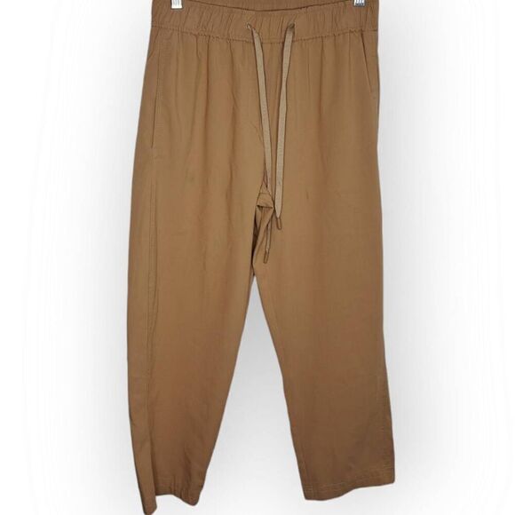 Marella Pants - Marella Women's Monochrome Drawstring Trousers in Tan size Small